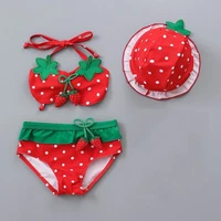 2024 Baby Swimwear Kids Girls 3 Pieces Swimsuit Bikini Summer Children Cute Strawberry Pineapple Swimwear For Beach Vacation 1