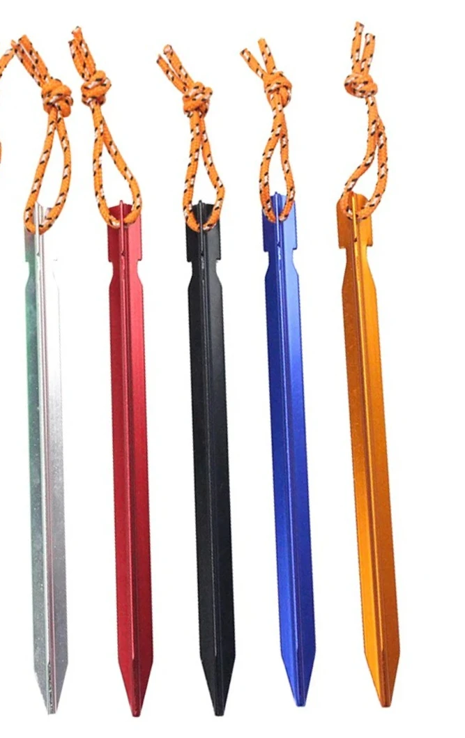 10pcs Aluminum Alloy Tent Pegs Camping Ground Nails With Storage Bag For Outdoor Enthusiasts Camping Tent Accessories