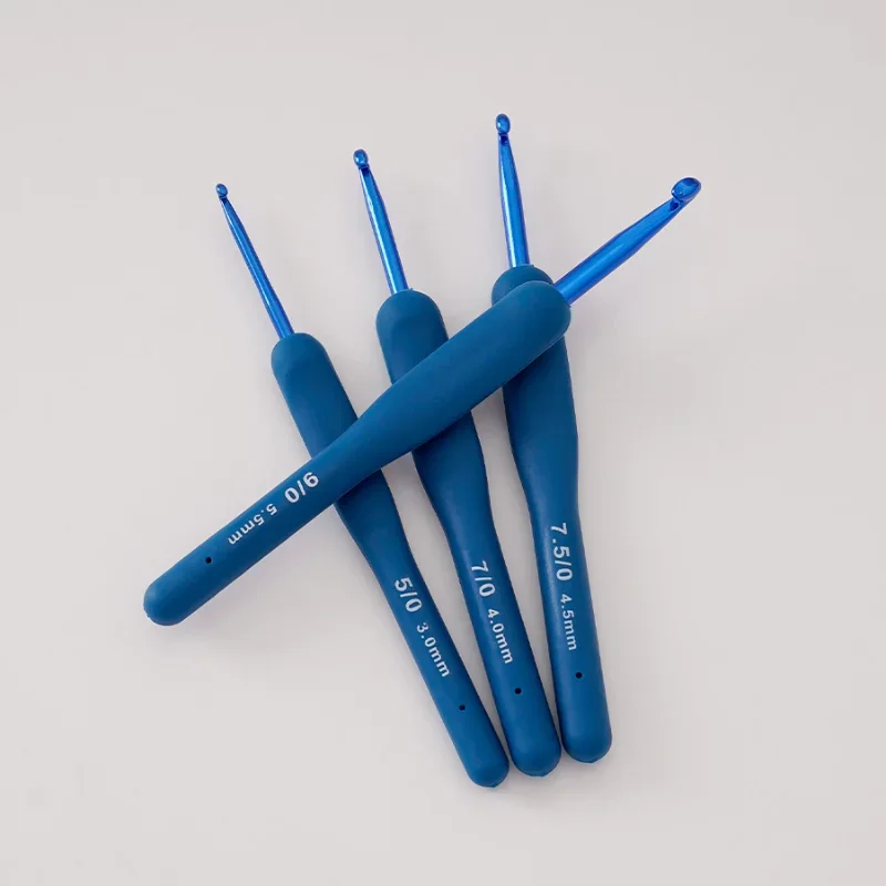 Blue Soft Handle Crochet 9 Sets New Blue Silicone Handle Crochet Set Wool Sweater Knitting Tools