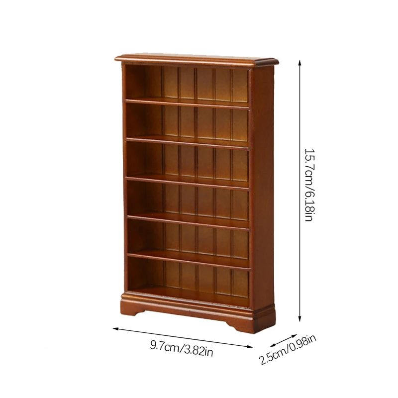 Multifunction Wood Cabinet Bookcase 1/12 Miniature Furniture Handcrafted Wall Dollhouse