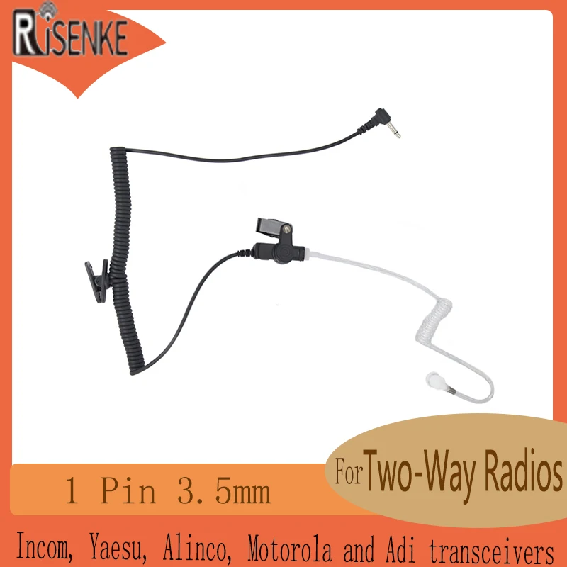 RISENKE-Acoustic Tube Walkie Talkie Earpiece, 3.5mm Receiver,Listen Only Surveillance, Compatible with Two Way Radio Transceiver