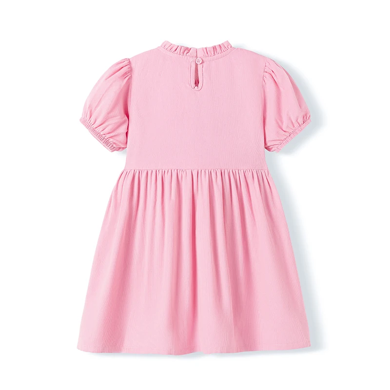 Little maven Summer Children's Clothing Baby Girl Cartoon Unicorns Embroidered Princess Dresses Kids Clothes Corduroy Pink Dress