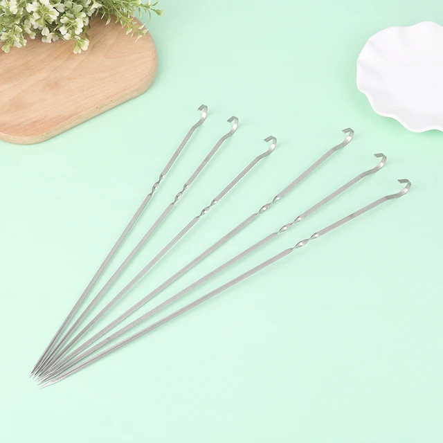 10 Db 30/35 Cm Rozsdamentes Acél Grillezők Újrafelhasználható Bbq Tű Kebab Vasbot Kültéri Kemping Piknik Szerszámokhoz