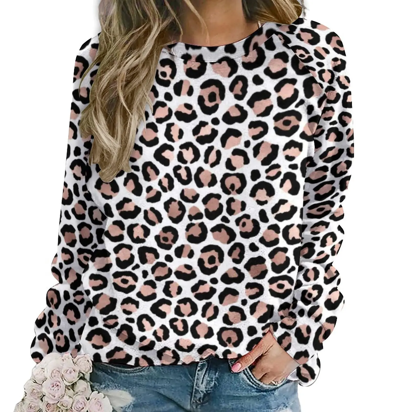 Fashion Leopard Tracksuits 3d Printed Women Casual Round Neck Sweatshirts Women\'s Long Sleeves Tops Oversized Pullover Clothing