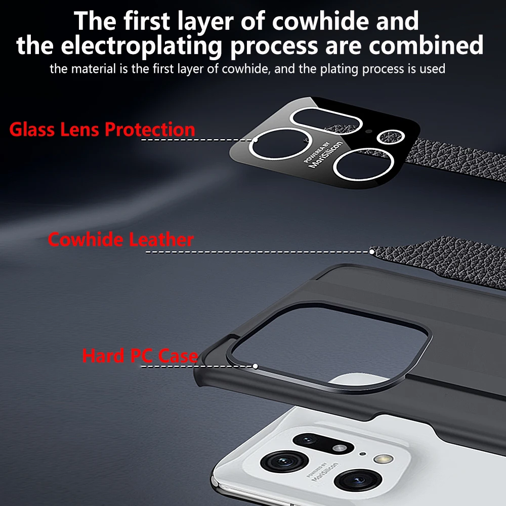 FindX5 Genuine Leather Phone Case for OPPO Find X5 Pro Luxury 100% Natural leather Protection Cover For Find X5 Capa