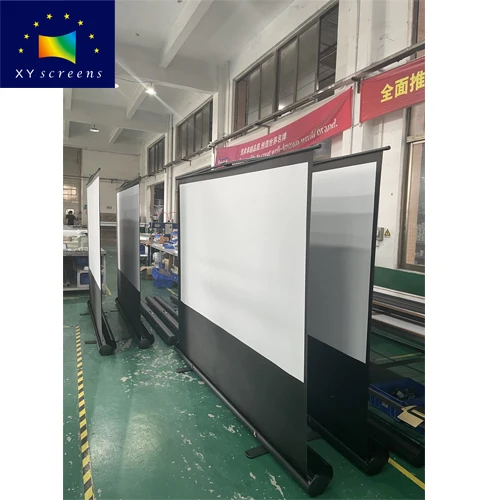 OEM ODM Easy Carry Aluminum Alloy Manual Pull Up Floor Rising Projection Screen