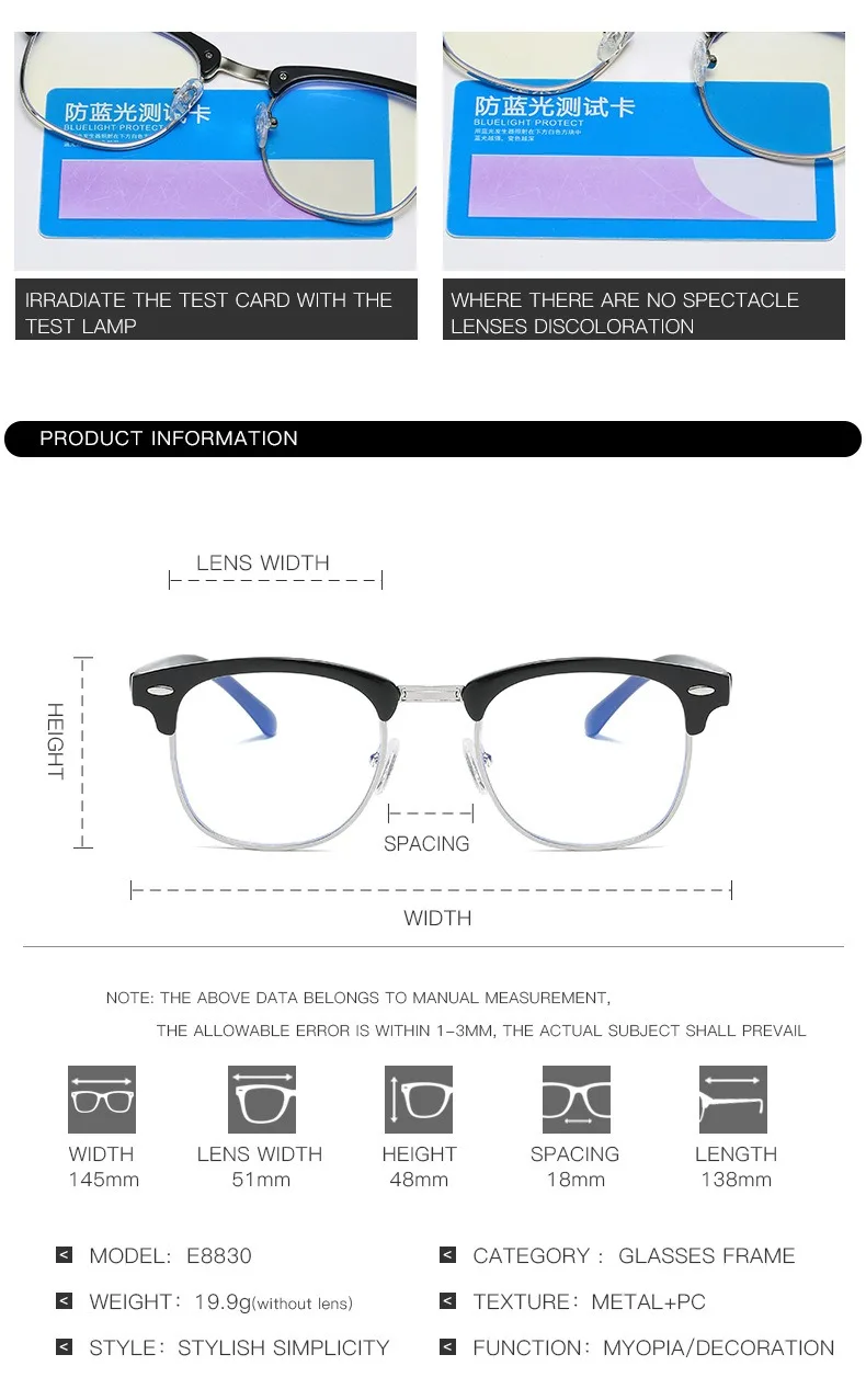 1 stücke Männer Retro Anti Blaulicht Computer Brille Lese-und Gaming-Brille – Detail 6