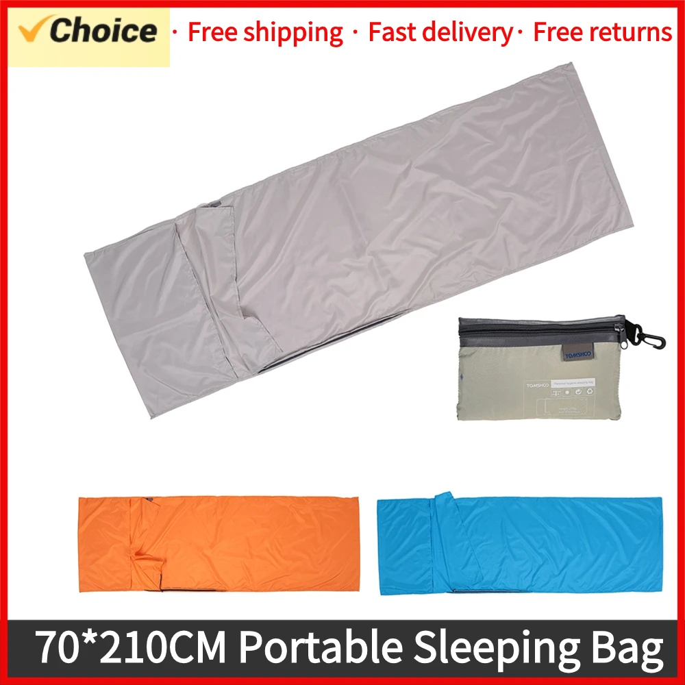 TOMSHOO 70*210CM Portable Sleeping Bag Outdoor Travel Camping Hiking Polyester Pongee Healthy Sleeping Bag Liner with Pillowcase