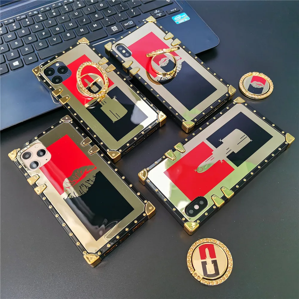 

Роскошный чехол с золотыми губами для телефона iphone 14 PRO MAX 11 12 13, квадратный чехол для Samsung Galaxy S23 Ultra S21 FE S22 Plus S20 Note 20