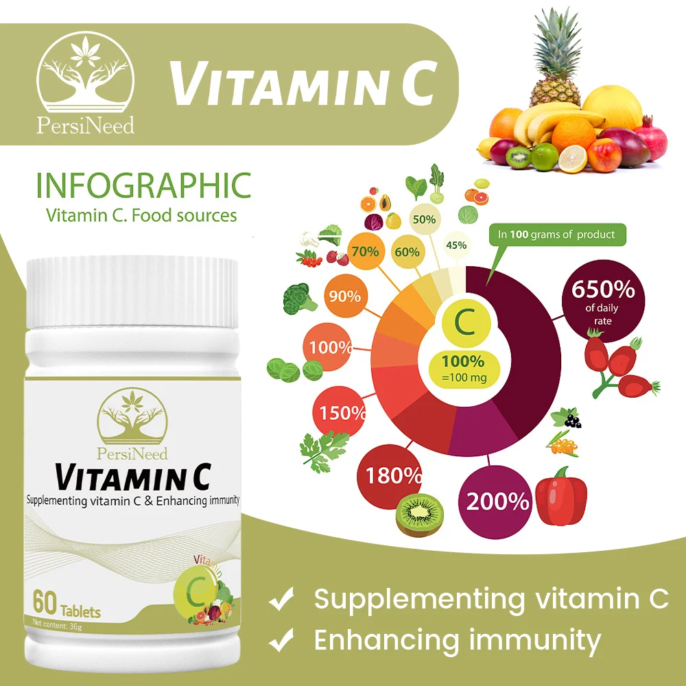 

Vitamin C supplement - has antioxidant activity and collagen production, skin elasticity - Ascorbic acid PersiNeed