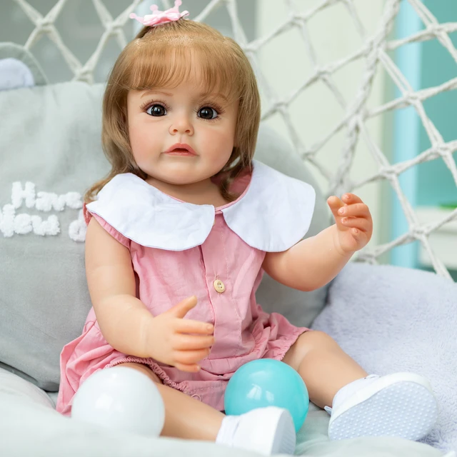Boneca reborn realista, 18 polegadas, realista, 3d, com o cabelo enraizado,  brinquedos para crianças - AliExpress