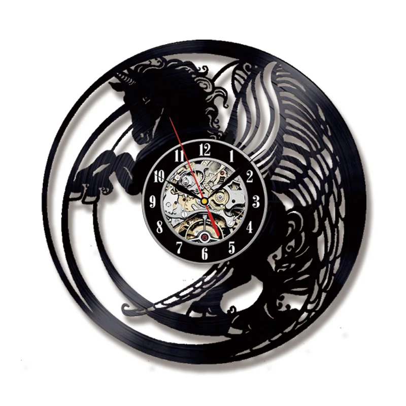 

Magical Unicorn Vinyl Record Wall Clock Modern Design Home Decor Vintage Creative Horse Wall Watch Wall Clock For Unicorn Gift