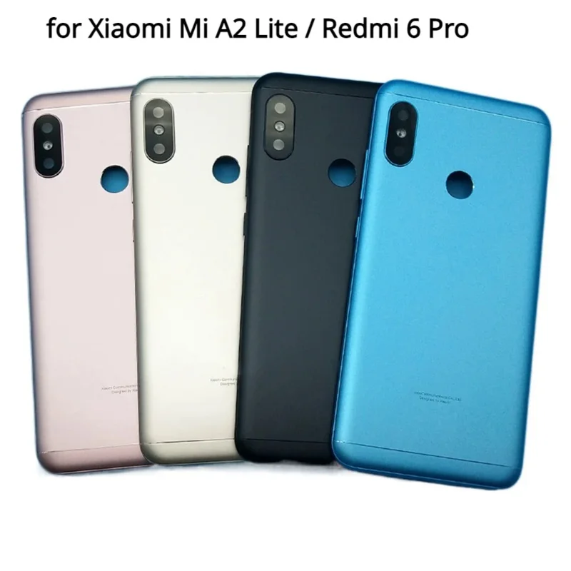 

For Xiaomi Mi A2 Lite / Redmi 6 Pro Battery Back Cover Rear Housing Metal Door Card Tray Holder Repair Spare Parts with Lens