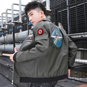 Cappotto in pelle con stampa ricamata bello da uomo primavera e autunno Business Casual giacca in pelle da uomo con risvolto cappotto alla moda 1