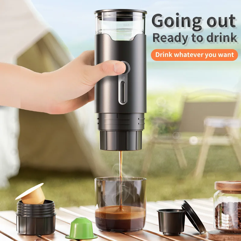 3-in-1 portable capsule coffee machine, wireless heating electric espresso machine, car, outdoor travel camping coffee machine