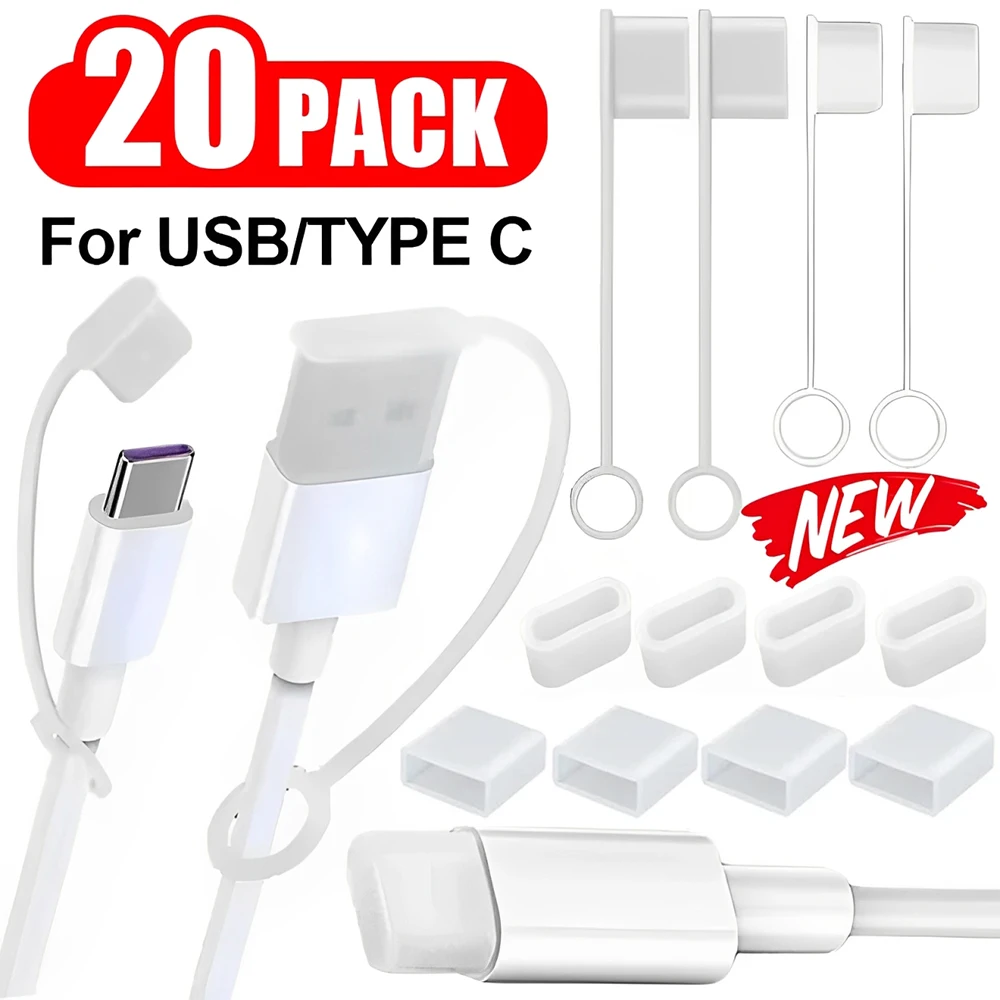Transparent USB Type-C Dustproof Plug with Anti-Loss Rope