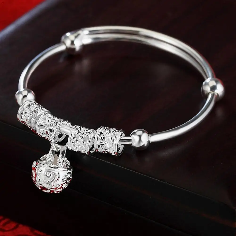 

Gong Bell Ancient Temperament Bracelet Silver Color Charm Bead Bracelet For Women Original Jewelry Everyday Accessories