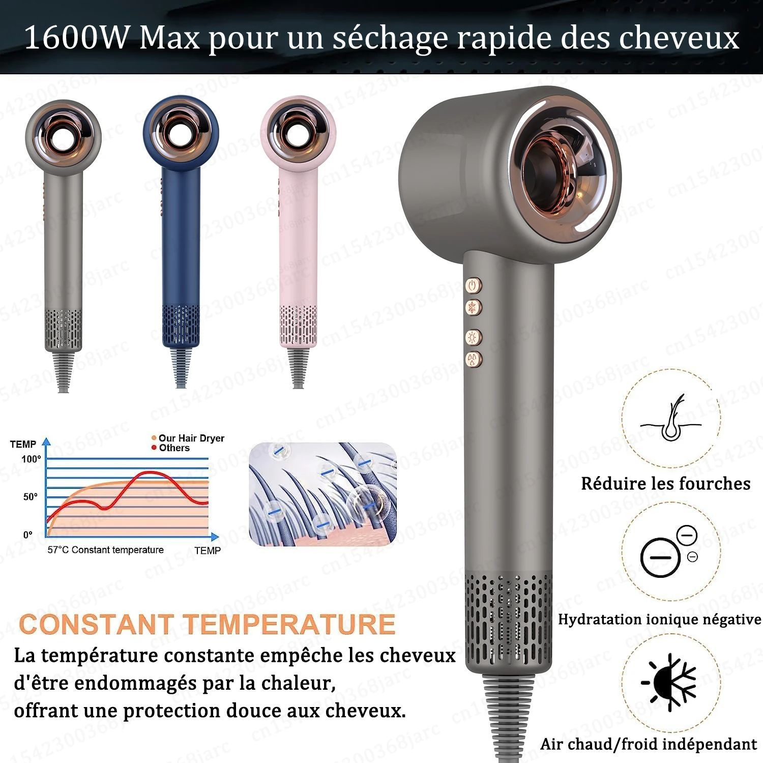 Super sèche-cheveux électrique sans feuilles, sèche-cheveux à ions négatifs, outil de coiffage personnel, soins capillaires volcan, 220V