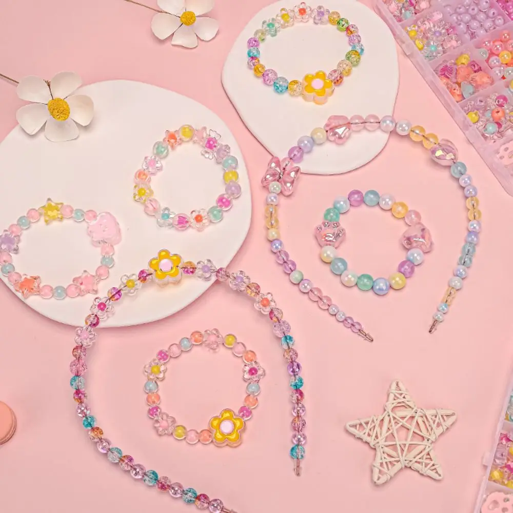 DIY Handmade Beaded Jewelry Craft Kit - Creative 24-Grid Acrylic Beads for Cute Kawaii Bracelet Making