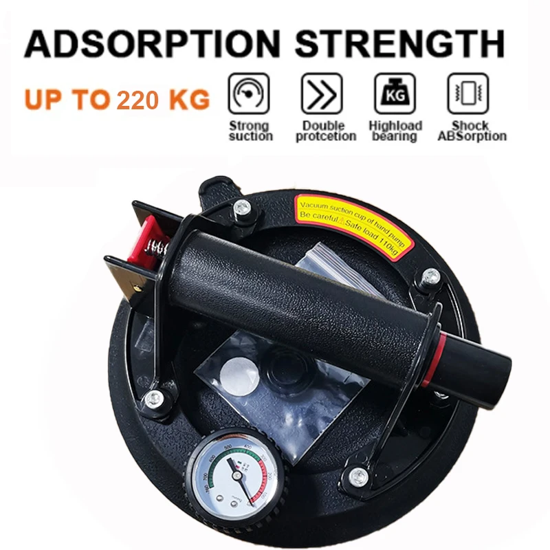 With Pressure Gauge Vacuum Suction Cup 8 Inch Heavy Duty Vacuum Lifter for Granite Tile Glass Manual Lifting Lifting