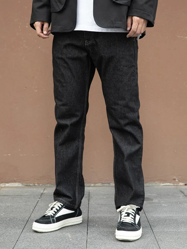 2025 Autumn and Winter American Retro Primary Color Black Denim Jeans Men's 86.4% Cotton Washed Old Heavyweight Straight Pants 6