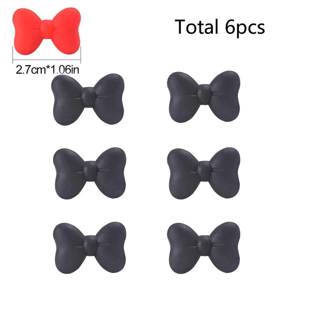 LOFCA Silicone Bowknot Beads Set - Jewelry Crafting & Teething Accessories (6 Pack)