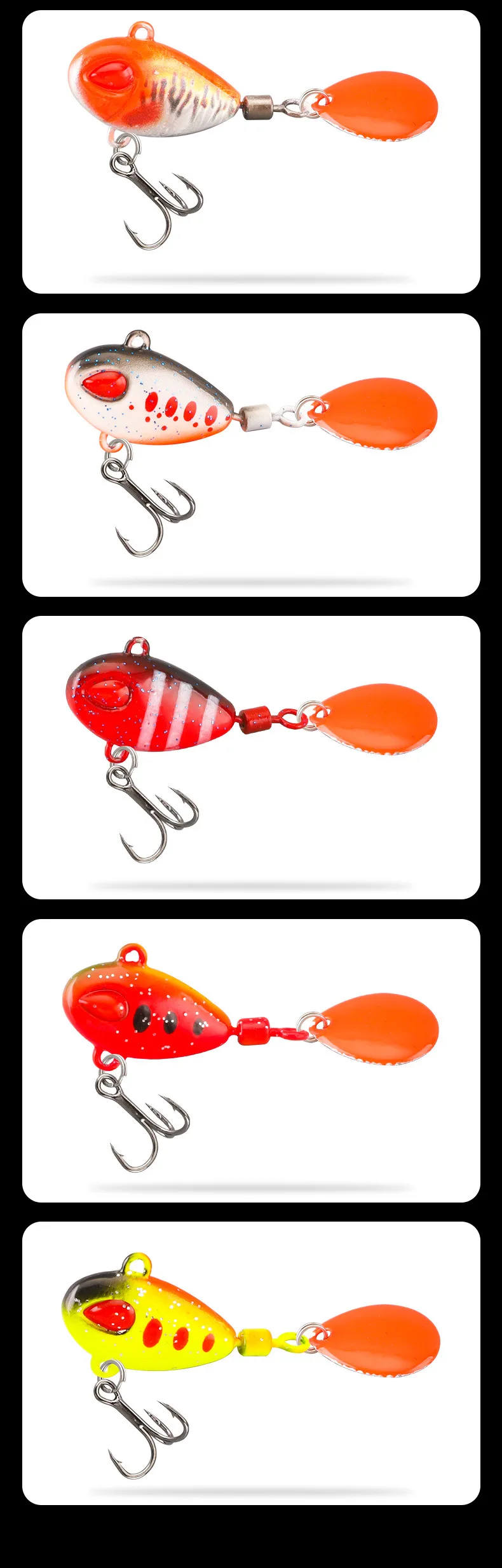 Löffel Spinner Köder Sinking Wobbler Köder Metall Jig VIB Köder Rotierende Pailletten Schwanz Köder Weit Casting Angeln Köder für Wolfsbarsch – Detail 10