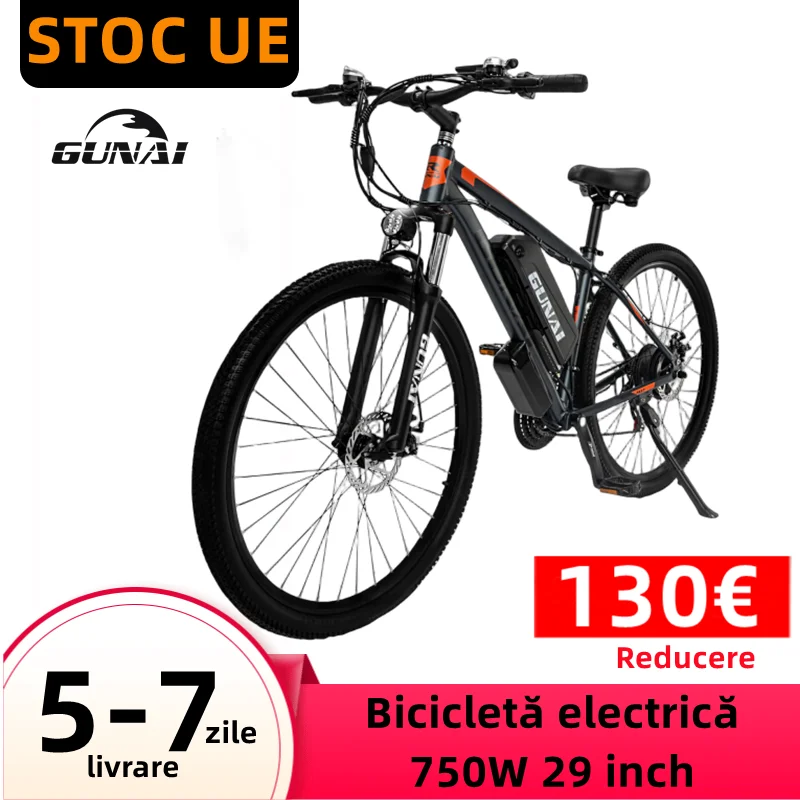 Gunai 21 Velocità Bicicletta Elettrica 750W Motore, 29 Pollici Fuoristrada Fatbike Pneumatico Bici Elettrica 48 V15Ah Batteria Mountain Adulto Moto