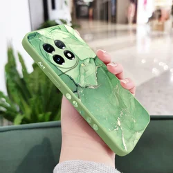 Elegant Marble Texture Liquid Silicone Phone Case Cover for OnePlus 12 5G (Light Green)