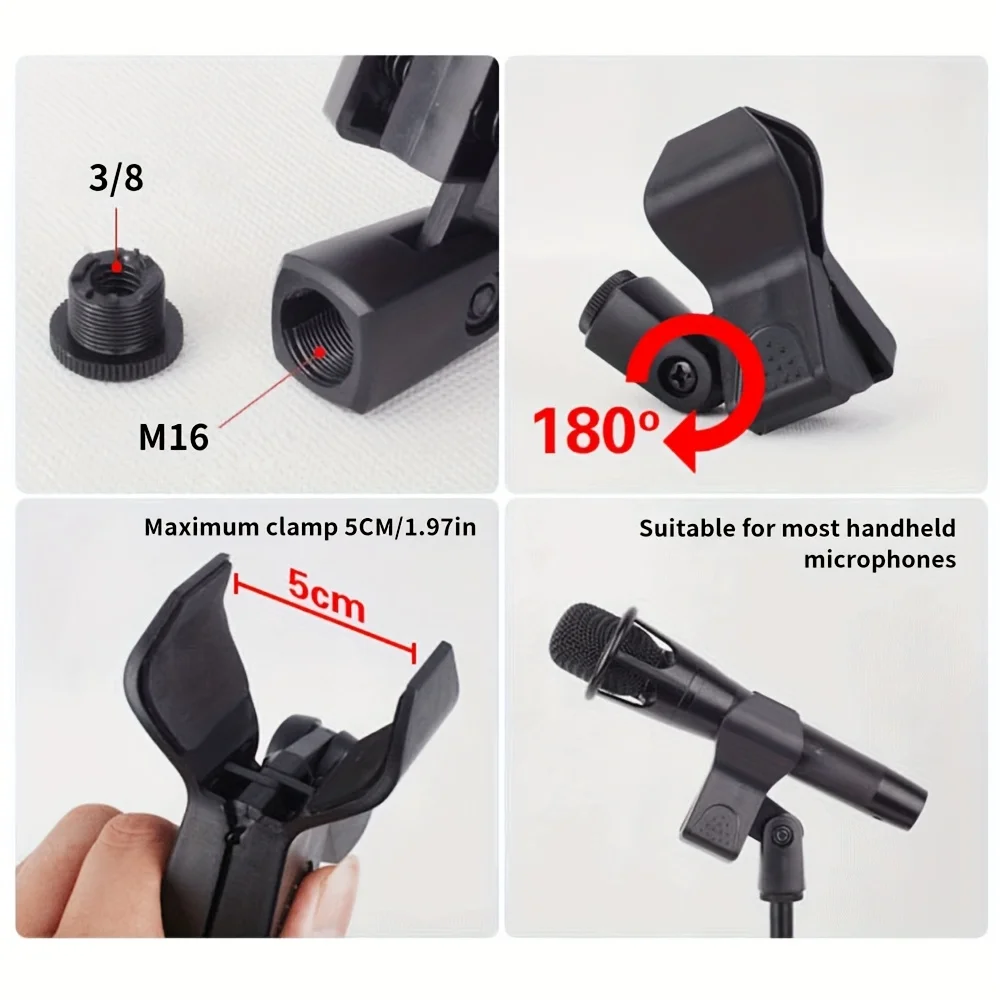 Clip per microfono da 3 pezzi, molla elastica robusta: presa salda che non si allentano, cuscino in spugna ispessito: doppia protezione per prevenire graffi sul microfono, regolazione multi-angolo: adatto per diversi angoli di utilizzo - immagine 3