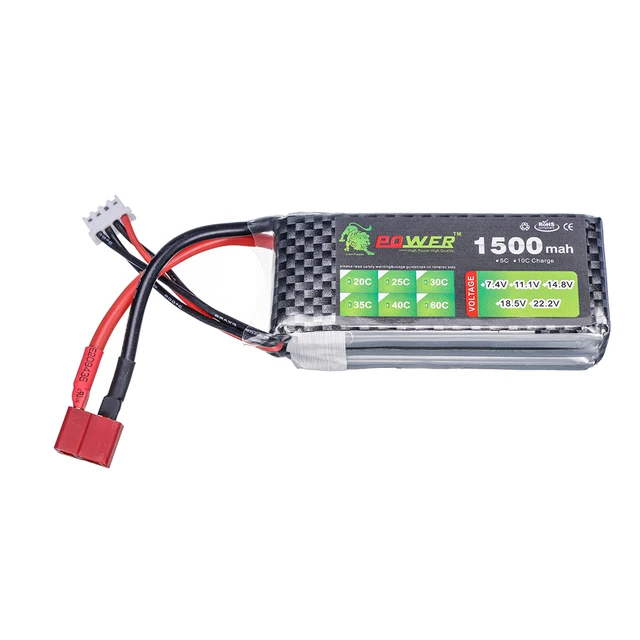 7.4V 1500mAh 30C Lipo Battery JST Plug For Halicopter Multi motor Parts 2s  Lthium battery 7.4 v 1500mah Airplanes battery