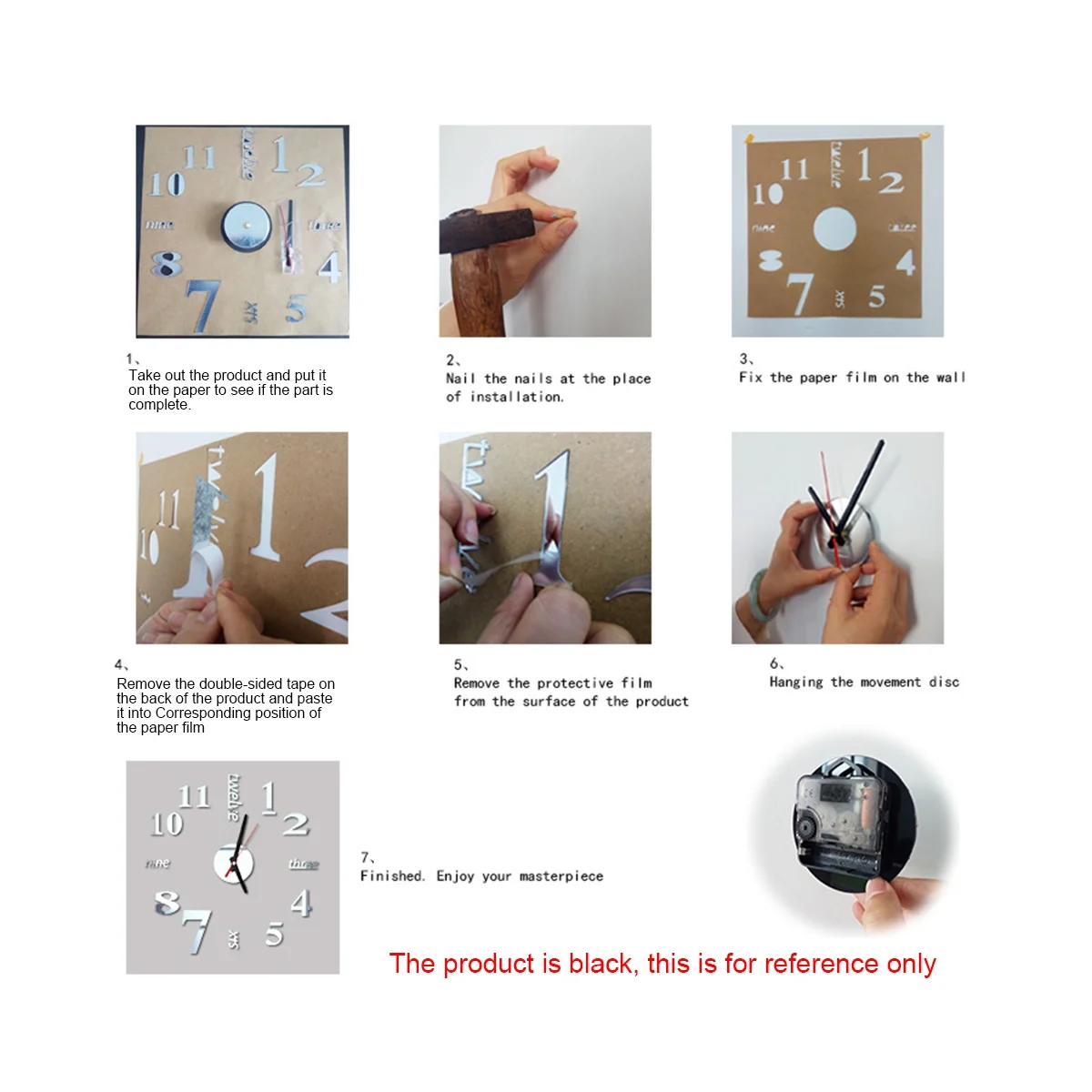 3D DIY 벽시계, 모던 디자인, 대형 아크릴 시계, 홈 스티커, 방 장식, 벽 숫자, 블랙