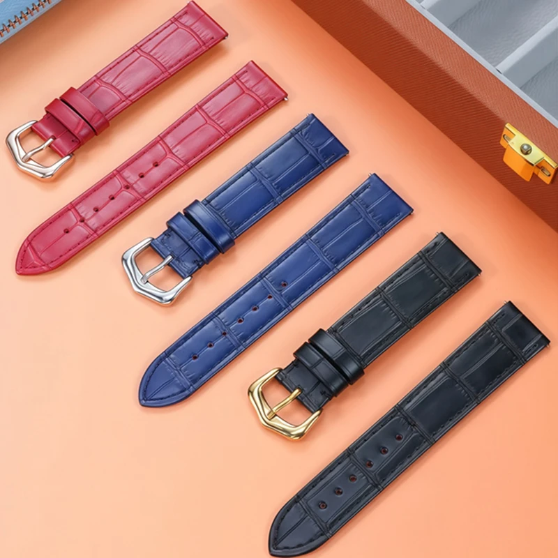 Deluxe Quick-Release Leather Watch Strap - Unisex, Multiple Sizes Available