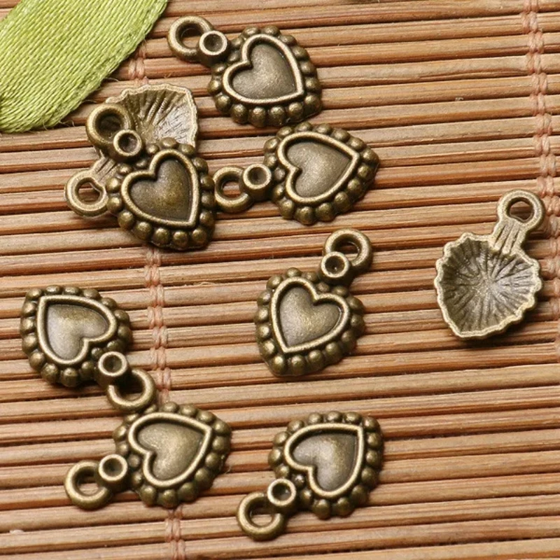 

50pcs antiqued bronze color crafted heart design charms EF2919