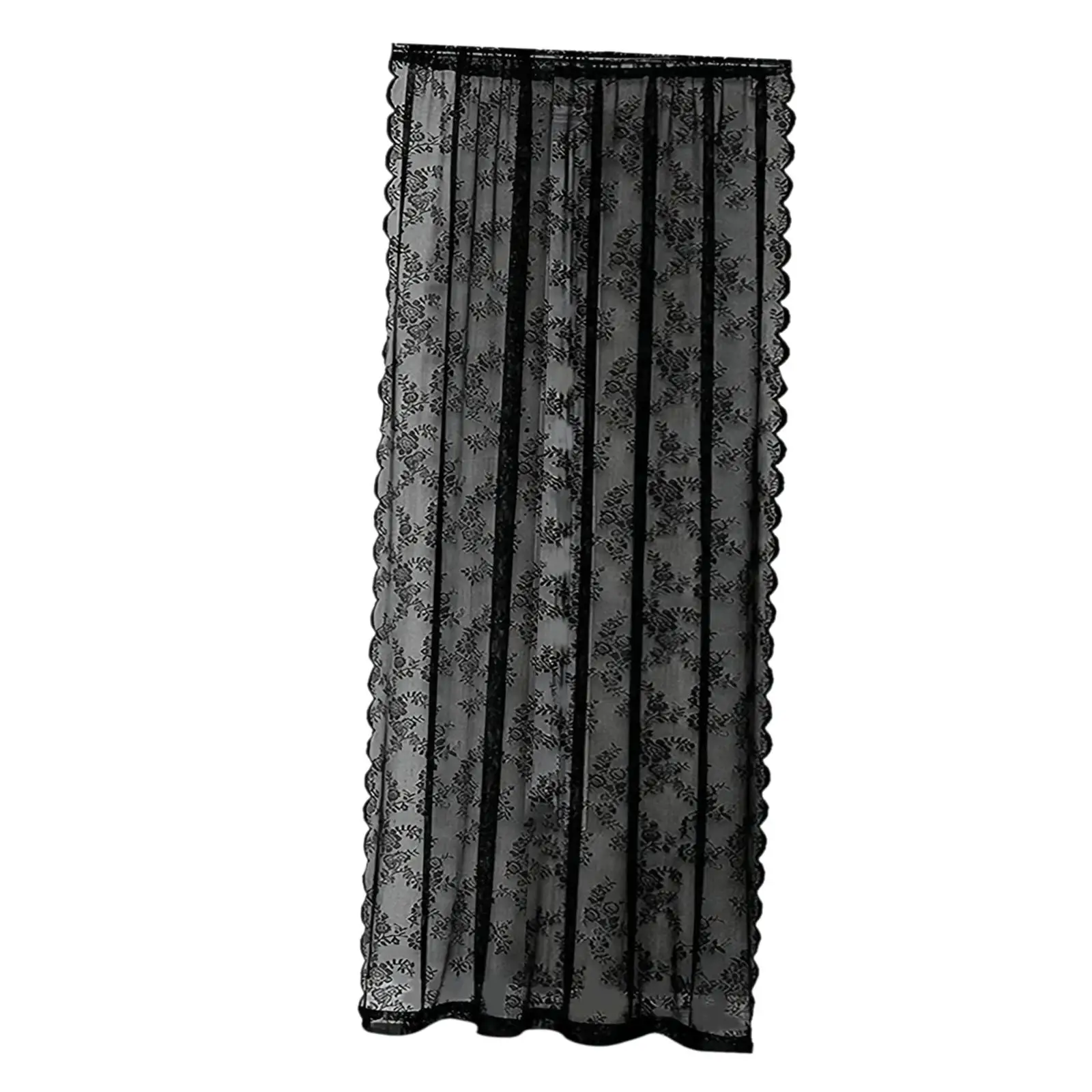 Black Floral Net Curtains Fashion for Farmhouse Dining Room Decoration