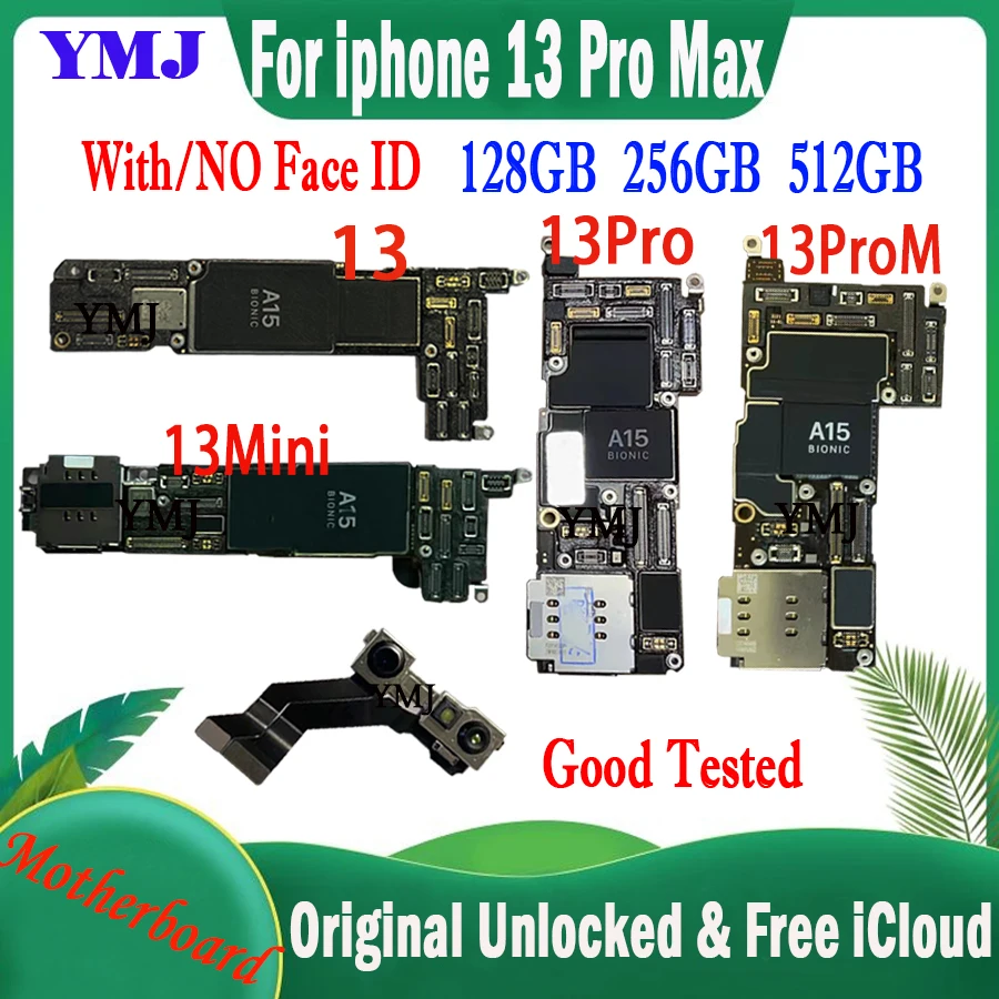 

For iPhone 13 Mini 13 Pro Max Motherboard 128G 256 With/No Face ID Free iCloud for iphone 13 Unlock Original Mainboard Support 5