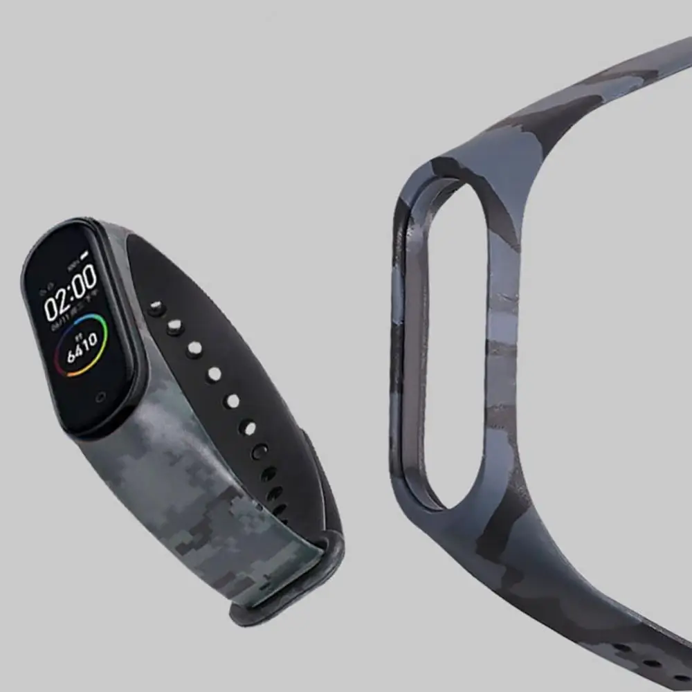 Mi Band 4 5 6 용 실리콘 팔찌 TPU 스트랩, 위장 스트랩 교체 손목 밴드, Mi Band 스포츠 방수 시계 밴드