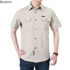 2025 Summer Hot Sale Men's Short Sleeve Cotton Shirts Fashion Loose Breathable Tops High Quality Male Work Cargo Shirts Oversize 2