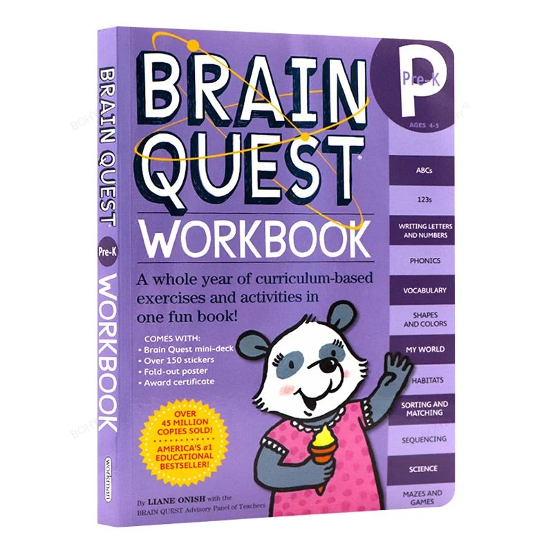 

Brain Quest Workbook Pre-K American Kindergarten English Textbook Exercises Questions and Answers for Kids Age 4-5