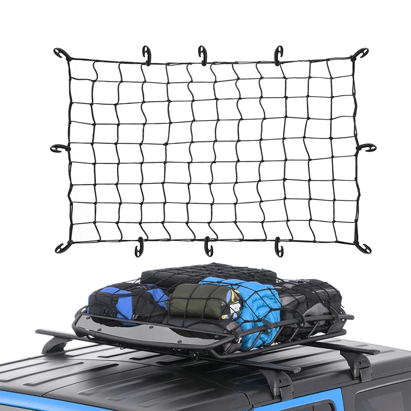 

Car Cargo Net for Roof Rack Mesh Network Car Trunk Cargo Netfor Van Pickup Trailer Heavy Duty Bungee Truck Stretchable Storage