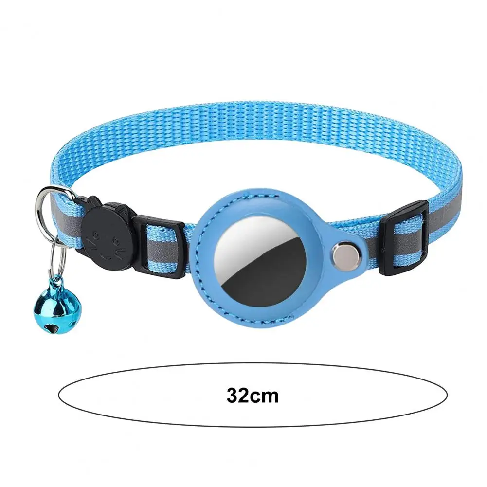 Pet Locator Collar Reflective Adjustable Strap with Bell Button Anti-lost  Nylon Dog Cat Necklace for Airtag Tracker protector