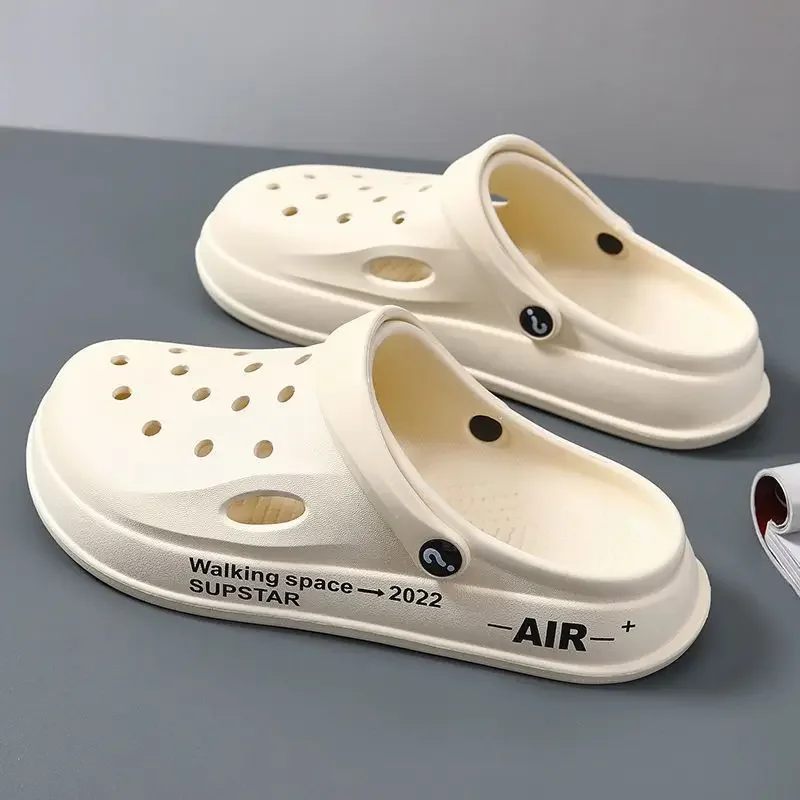 Non Slip Slippers Soft Slippers Men's Hole Shoes New Non-slip Thick-soled Casual Shoes Outerwear Beach Soft-soled Baotou Slippers Men's Slippers Sandals Beach Slippers Fashion Slippers Soft Non Slip Slippers Sneaker Slippers