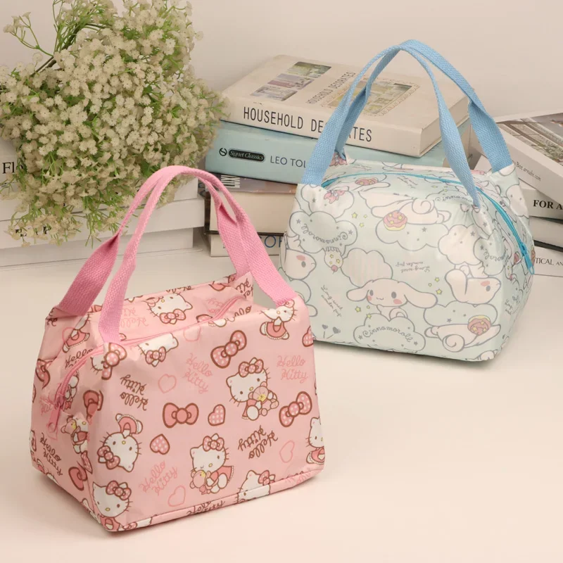 

Sanrio Anime Hellokitty Lunch Box Cinnamoroll Mymelody Kawaii Cartoon Handbag Food Picnic Bento Water Cup Drink Storage Bag