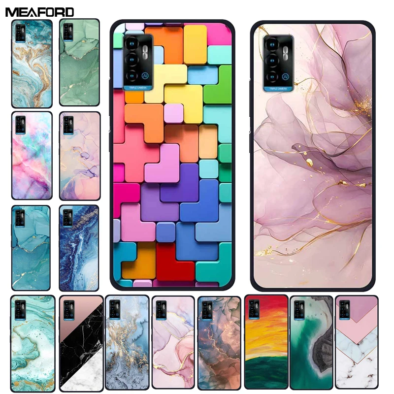 Marble Soft TPU Silicone Black Protector Case