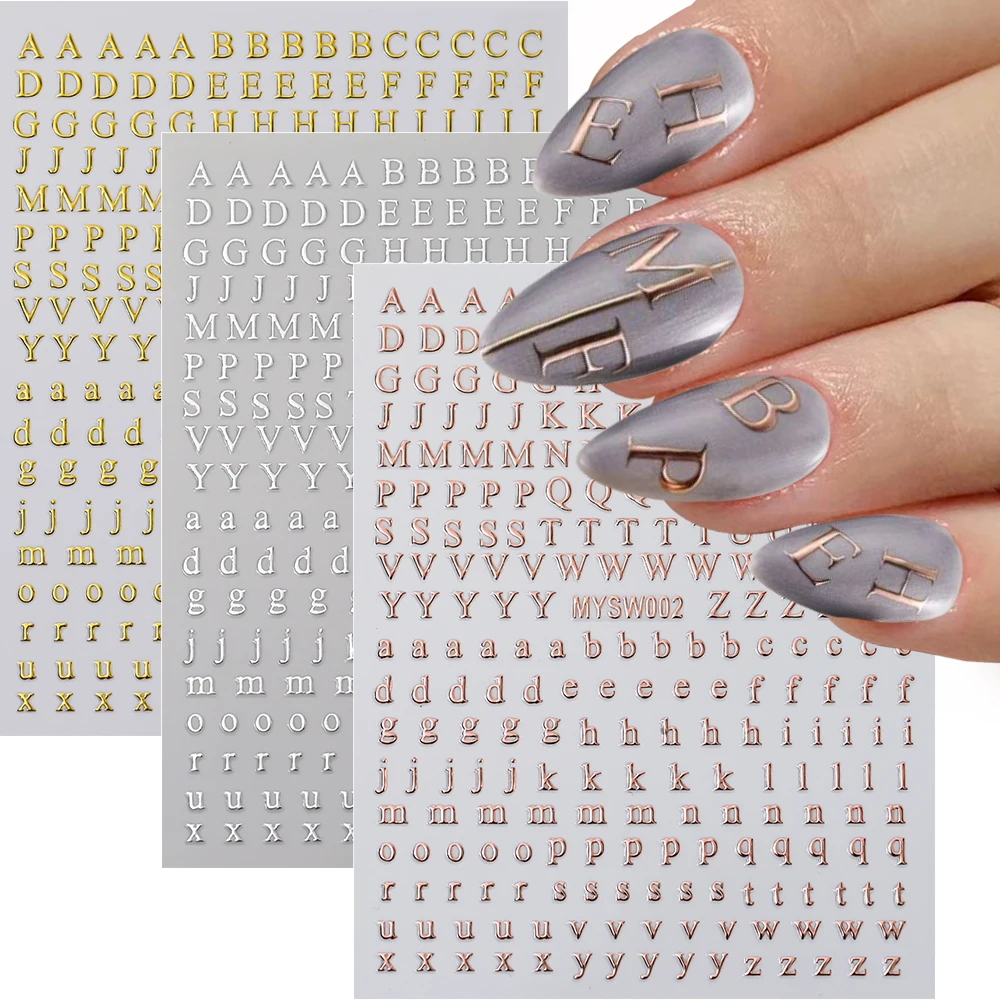 MAFANAILS 3D наклейки для ногтей золотые, серебряные 12 шт | AliExpress