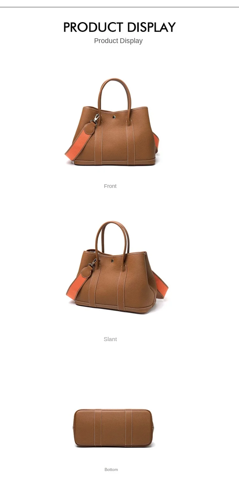 Capacity Large Head Layer Cowhide Women's Bag Single Shoulder Slanting Cross Simple Garden Bag Tote Leather Shopping Bucket Bag