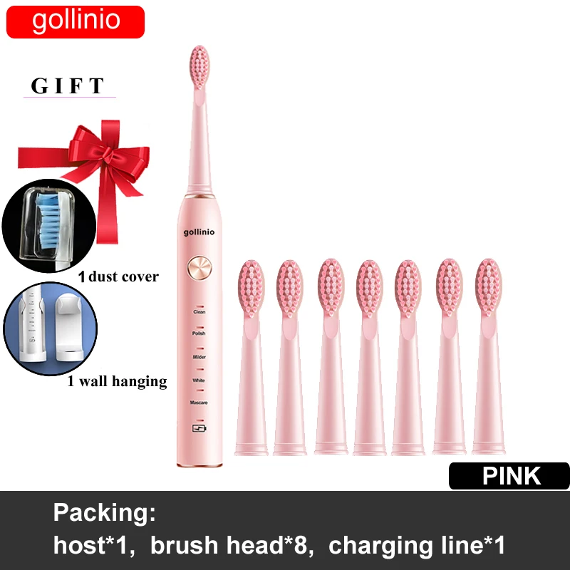 Gollinio Electric Toothbrush Usb Fast Charging GL41A Sonic Tooth brush Rechargeable Replacement Head Delivery Within 24 Hours 24