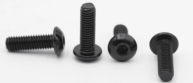 M2 M2.5 M3 M4 3/4/5/8/10/12/16/18/20/25-40 Schwarz 304 Edelstahl Innensechskant-Knopfkopfschraube mit Rundkopf – Detail 2