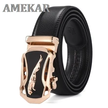 

Male Leopard Ratchet Automatic Buckle Genuine Leather Waist Strap New Designer Men's Belts Luxury Brand For Men High Quality