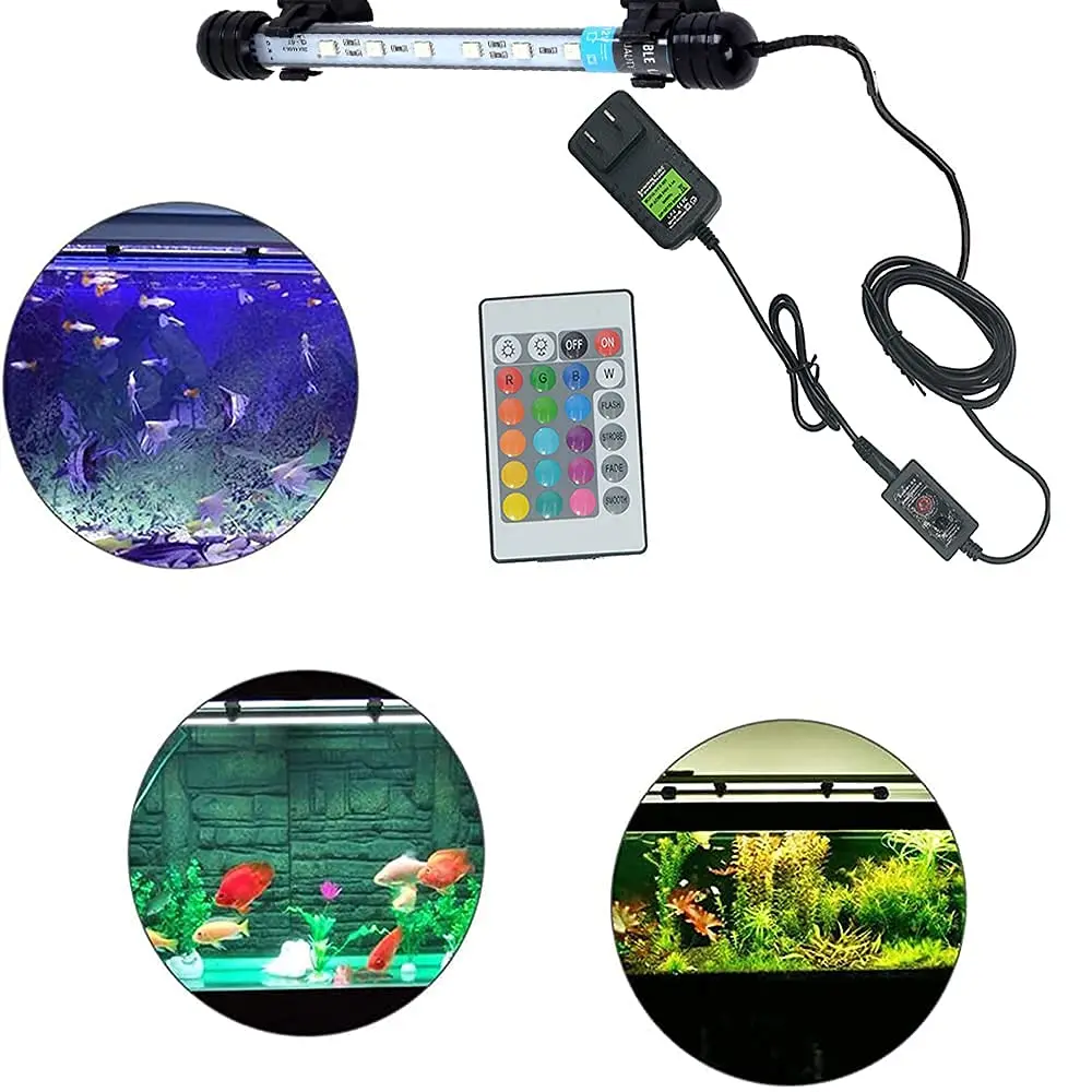 18cm 28cm 37cm 48cm Submersible LED Aquarium RGB Light Underwater Lamp Waterproof Lighting for Fish Tank with Remote Control aquarium light led lamp aquarium lamp